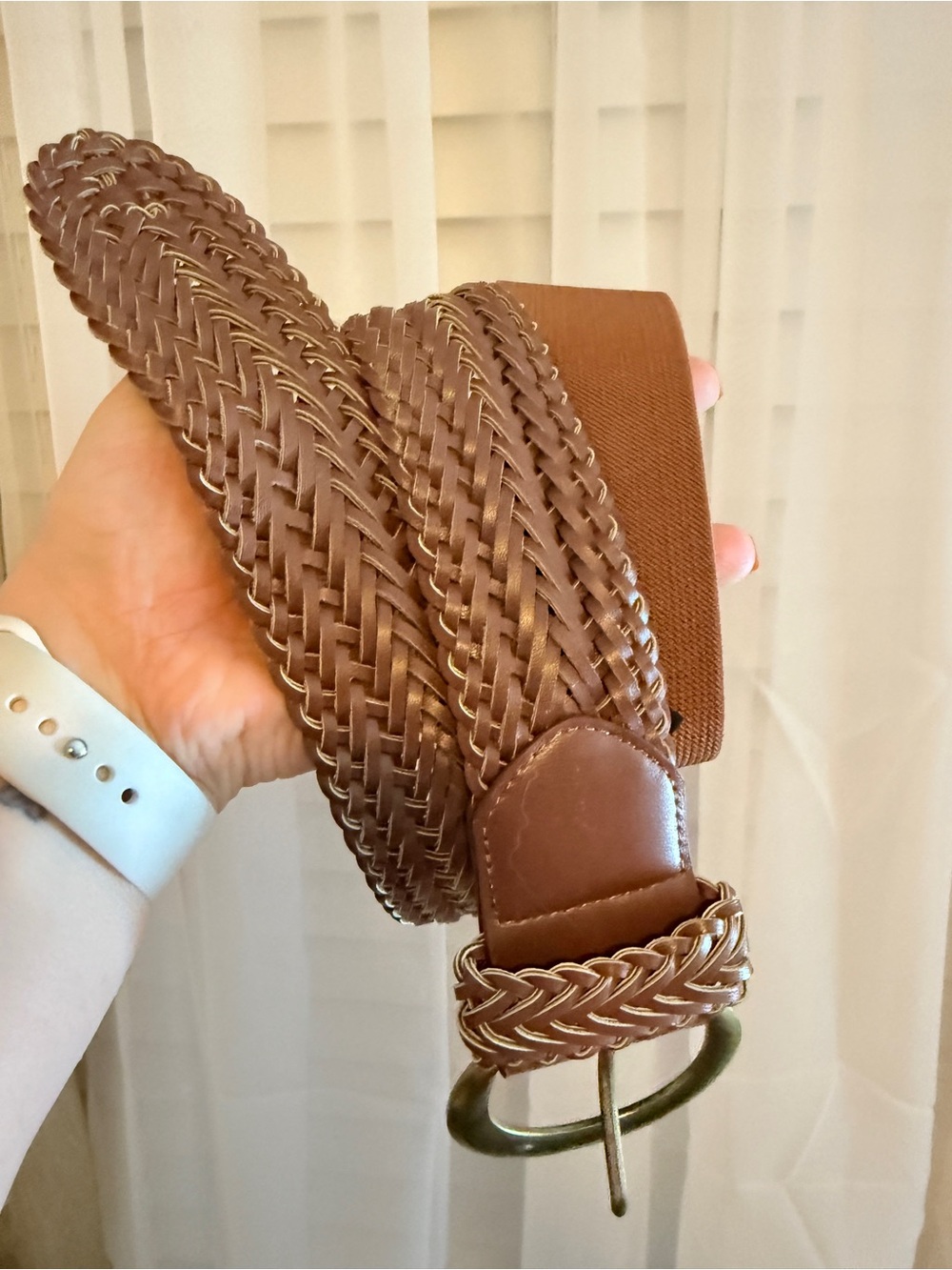 torrid Braided Brown Elastic Waist Belt with Metal Ring